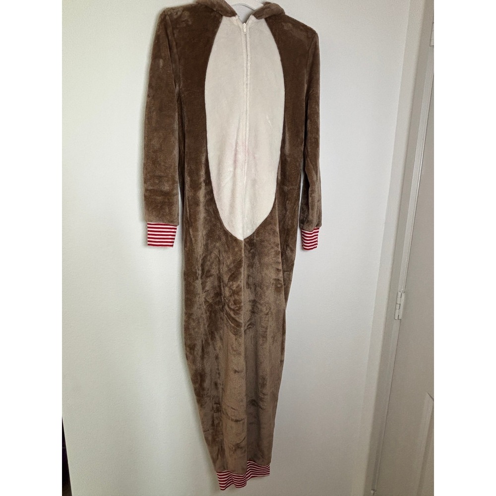North Pole Trading Co Reindeer One Piece Pajamas Union Suit Brown Unisex Medium